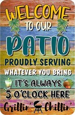 Welcome Patio Bar Signs For Home Porch Wall Decor Beach Decorations...