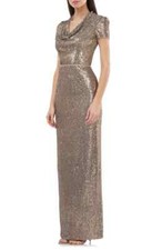 JS COLLECTIONS Sequin Cowl Neck Column Gown size 14 