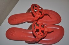 NEW 225 Tory Burch Miller 2 Sandal Thong Flat Shoes Sz 5 Dark Poppy Red Leather
