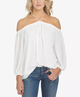halter neck cold shoulder top