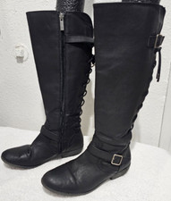 Nina Girls size 5M Black Dress-Up Zipper side lace Buckle Boots non-marking VG