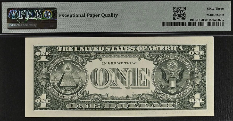 1988A $1 Federal Reserve Note PMG 63EPQ - Fancy Radar Serial Number 09988990 - Image 3 of 3