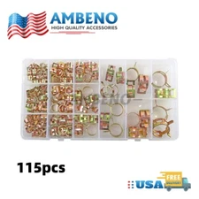 115X Hose Spring Clamps 6-22mm Fastener Fuel Water Line Pipe Air Tube Clips Kit