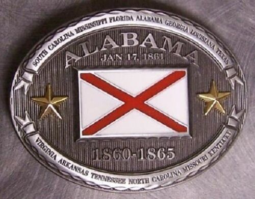 Hebilla de cinturón de peltre bandera del estado de Alabama NUEVA CSA - Imagen 1 de 1
