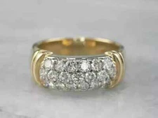 2Ct Round Cut Moissanite Diamond Engagement Band Ring 14K Two-Tone Gold Plated