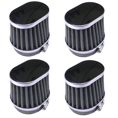 4x Universal Sportluftfilter chrome oval - 54-56mm für COSTUM CAFE RACER CHOPPER