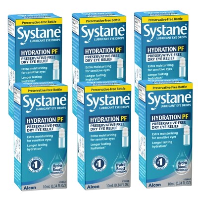 Lot of 6 SYSTANE HYDRATION PF Lubricant Eye Drops 10mL FREE SHIPPING