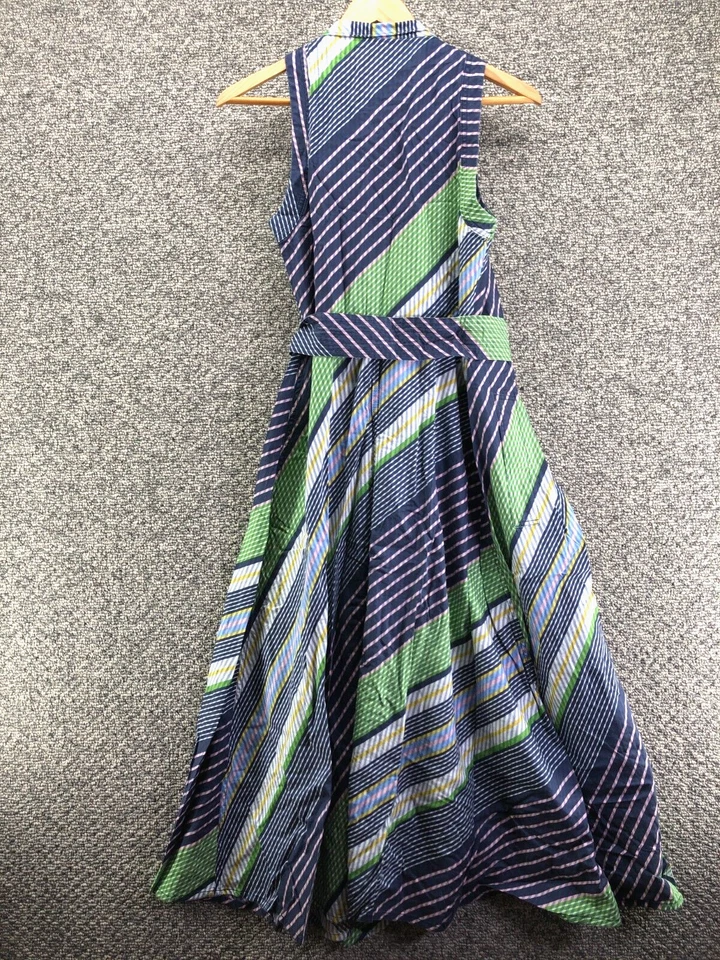 Vestido Tory Burch Verano Día de Campo Sesgo Envolvente 2 Rayas Estampado Completo Cinturón Largo Foto 2 de 4