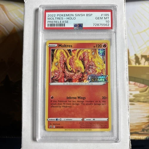 Moltres SWSH185 Brilliant Stars Prerelease Promo PSA 10