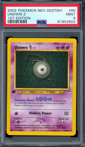 Unown [Z] (1st Edition) graded PSA 9 for sale on eBay
