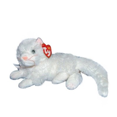 Ty Beanie Baby Bianca - MWMT, Cat white Lying Down