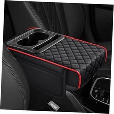 Car Center Console Cover, 4 in 1 Memory Foam Armrest Pillow Black Red