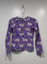 Hanna Andersson Horse Print Long Sleeve Rashguard Girls Size 150 12 Swim Top