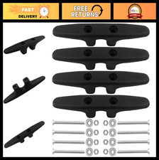 4 PCS Heavy-Duty 6" Black Nylon Boat Cleats - Open Base Marine Deck & Anchor Lin