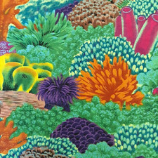 3 YD Vintage Cotton Fabric Psychedelic Groovy Tropical Reef Bright Colorful