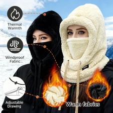 Winter Balaclava Hat Plush Thick Warm Adjustable Outdoor Sports Skiing