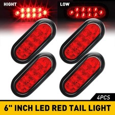 4pcs 6 Oval Red Led Surface Mount Trailer Brake Turn Tail Lights Waterproof Dot