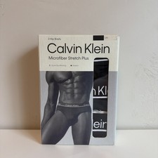 Calvin Klein Men s Microfiber Stretch Plus Hip Briefs Underwear Black 3-Pack NEW
