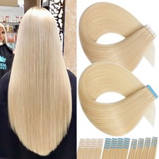 Russian Tape In Remy Human Hair Extensions Full Head Skin Weft Thick 100G Blonde