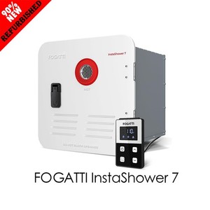 FOGATTI RV Tankless Water Heater InstaShower 7 with 15 x 15 in White Door DC 12V