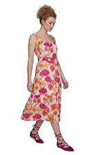 KARL LAGERFELD PARIS Floral-Print A-Line Dress Women's 10 Soft White Floral