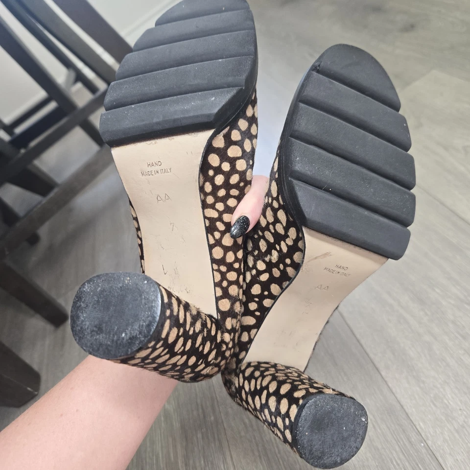 ZAPATOS DE PELO DE PONY WALTER STEIGER HECHOS A MANO EN ITALIA ESTAMPADO ANIMAL NERO/COÑAC 7 AA Foto 3 de 4