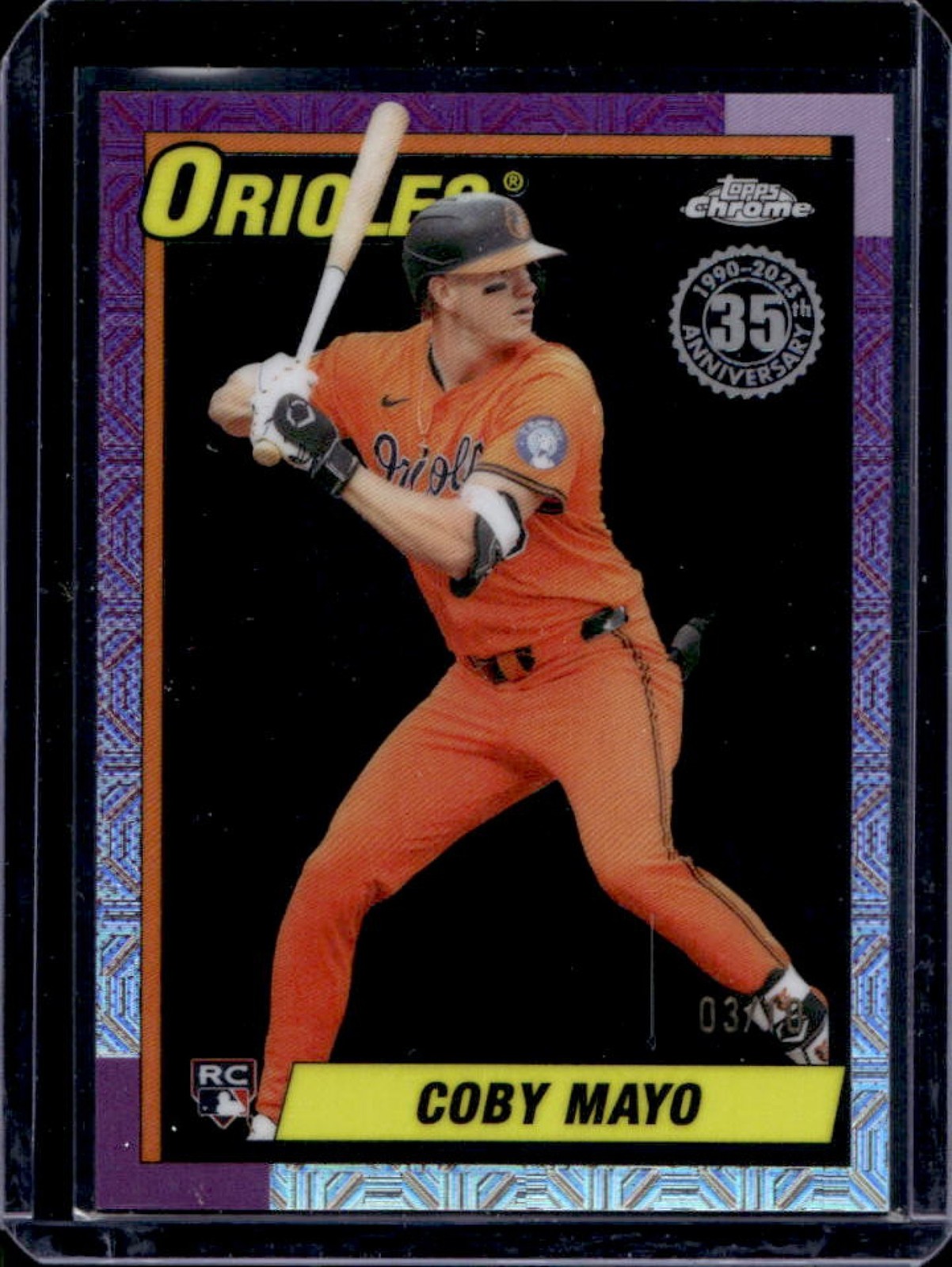 2025 Topps Update Coby Mayo Silver Pack 1990 Chrome RC Black Mojo Refractor #/10