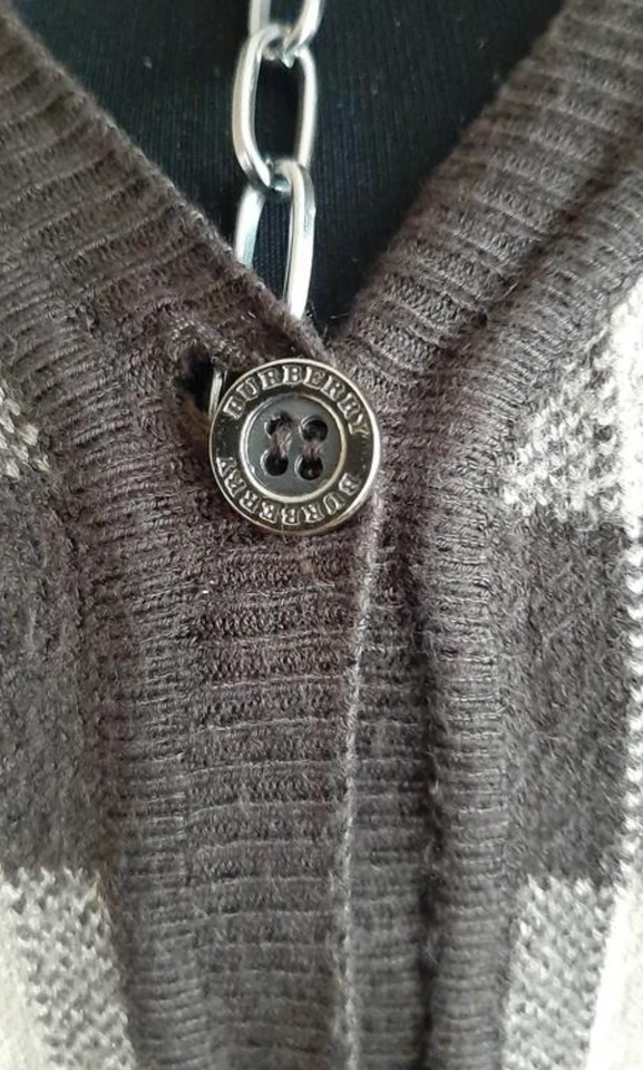 Cárdigan suéter a cuadros Burberry Brit Nova para mujer pulóver viscosa seda talla S Foto 2 de 4