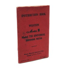 Weston Master II Model 735 Universal Exposure Meter Instruction Book