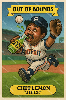 GX138 Chet Lemon Detroit Tigers Out of Bounds 4x6 12x18 16x24 Photo