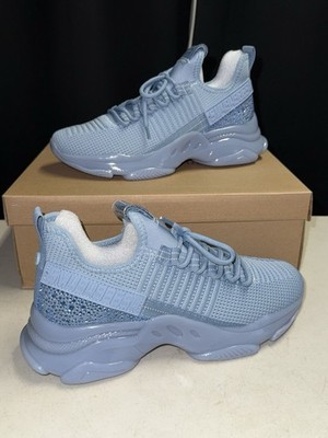 Steve Madden Maxima MAXI08S1 Baby Blue Multi Rhinestone Lace Up Knit Sneaker