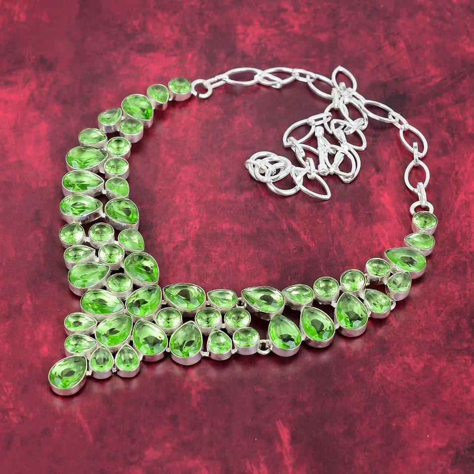 Beautiful Tsavorite Gemstone 925 Sterling Silver Necklace Jewelry Wadding Gift - Image 4 of 4