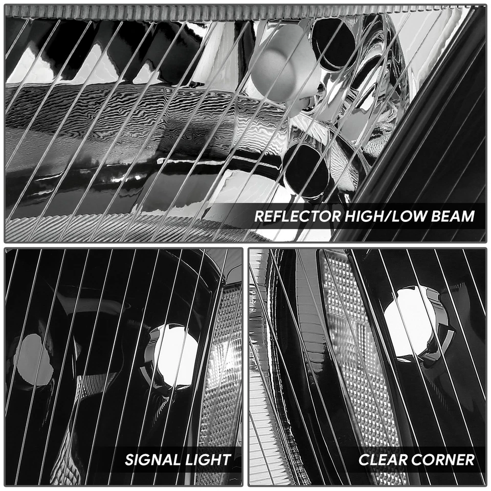 Pair Left+Right Set Black Headlights Headlamps For 03-19 Freightliner M2 106 112 - Image 3 of 4