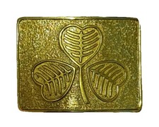 Lucky Belt Buckle Large Gold Tone Ladies 3 Leaf Clover Irish Shamrock