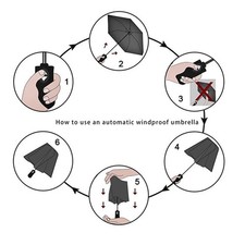 Windproof umbrella sturdy and durable with reflective strips automatic folding U