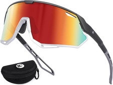 Mens Sports Baseball Sunglasses: TR90 Lightweight Cycling Glasses Wrap around Ru