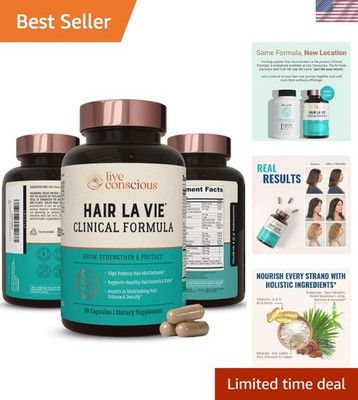 Live Conscious Clinical Formula Hair Growth Vitamins for Women and Men w/Biot...