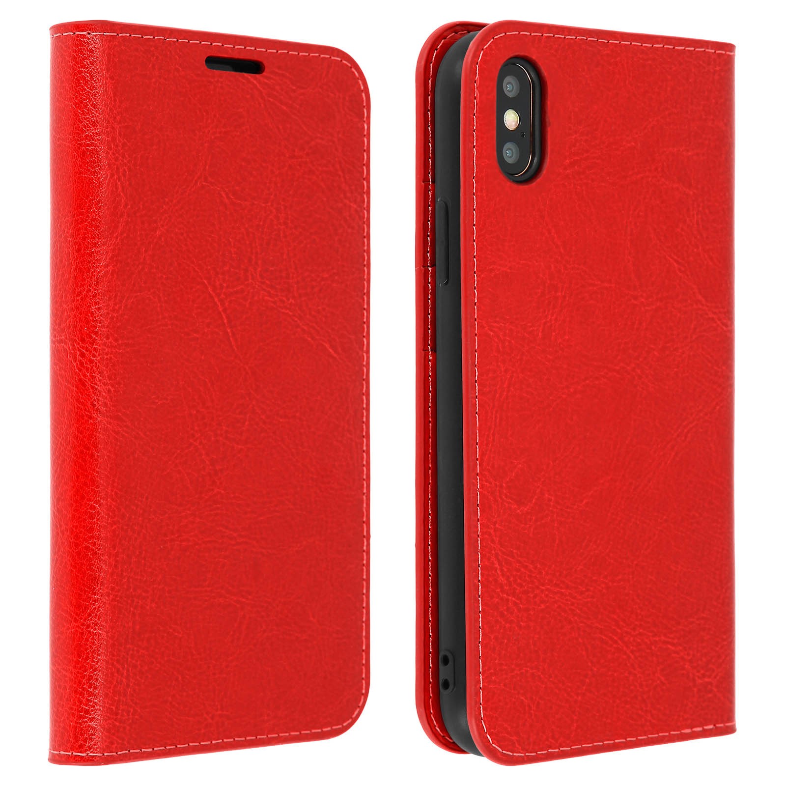 Étui iPhone XS Max Avizar rouge protège-écran total anti-rayure avec clapet