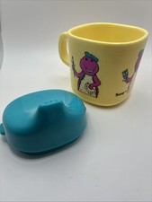 Vintage Lyons Group 1992 Barney Loves To Paint Sipper Cup Melamine W/ Lid