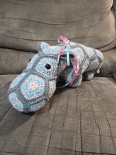 Crochet Granny Square Hippo Stuffed Animal