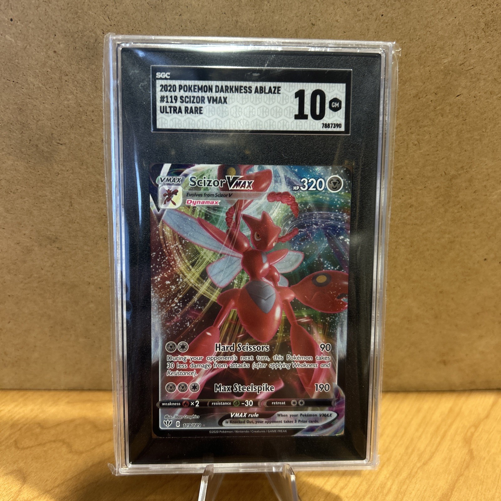 2020 POKEMON DARKNESS ABLAZE SCIZOR VMAX #119 SGC 10 MINT