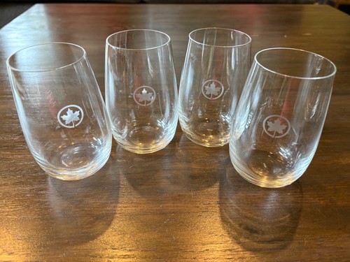 4 Air Canada AC inflight etched wine glasses tumblers airline memorabilia