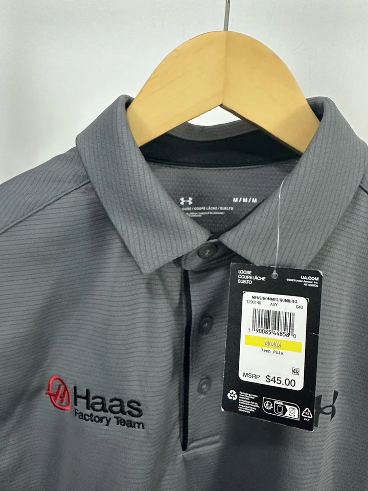 NUEVO CON ETIQUETAS Camisa Polo Under Armour Emitida por Haas Factory Team NASCAR Ford Talla M Foto 4 de 4
