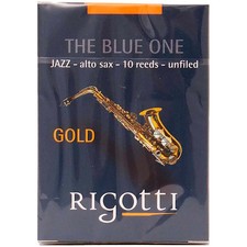 Rigotti Alto Saxophone Reed, Gold Jazz Cut 3.5 Strong 10 Pack