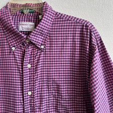 Gitman Bros Mens XL Pink Plaid Button Down Shirt Made in USA Long Sleeve Cotton