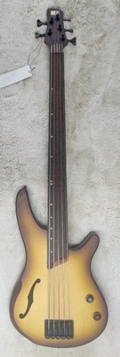 Ibanez SRH505F 5-String Fretless Hollowbody Bass, Flat Natural Browned Burst