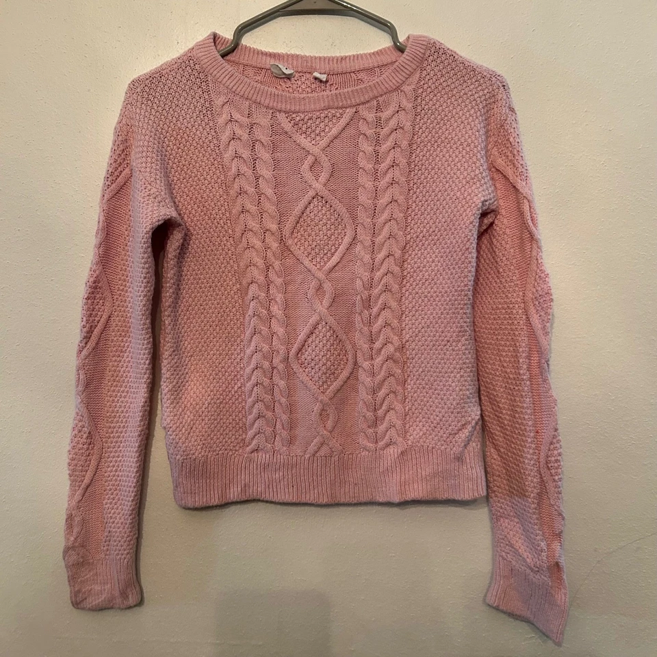 GAP Kids Pink Cable Knit Sweater Girls Medium M Cotton Blend - Image 2 of 4