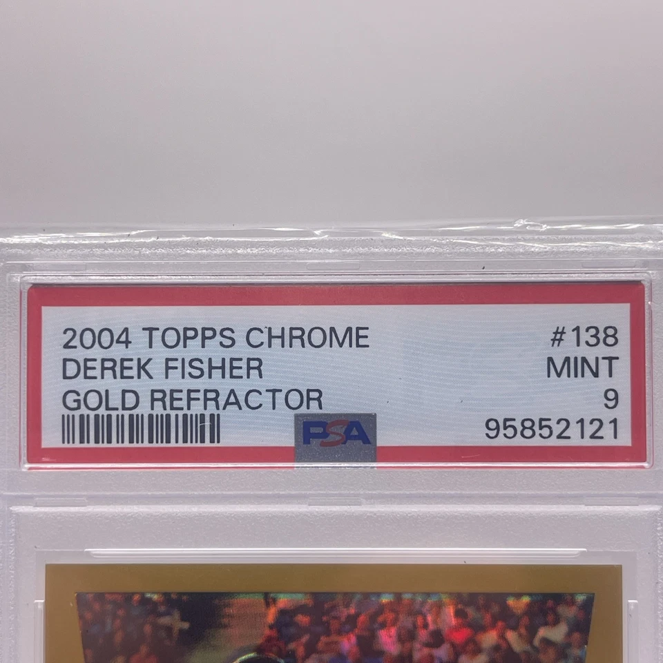 Derek Fisher 2004 Topps cromo refractor dorado #138 PSA 9/99  Foto 4 de 4