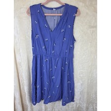 Old Navy Womens XL Blue Floral V-Neck Sleeveless Elastic Waist Fit Flare Dress