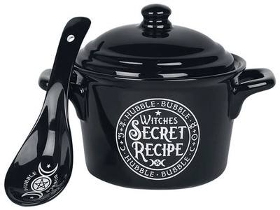 Alchemy England Müslischale  Hexenkessel mit Löffel schwarz/weiß Standard